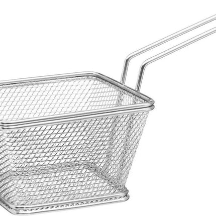 Secret de Gourmet Frietmandje/serveermandje - zilver - RVS - 20,5 x 9 x 11 cm - Patat/snacks serveren in een mandje