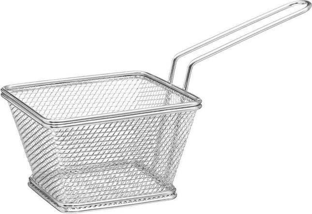 Secret de Gourmet Frietmandje/serveermandje - zilver - RVS - 20,5 x 9 x 11 cm - Patat/snacks serveren in een mandje
