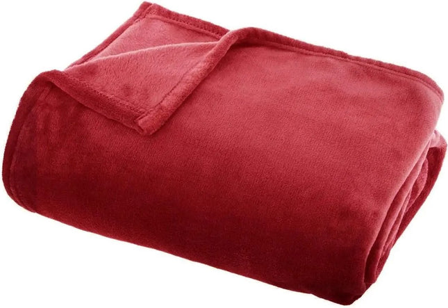 Atmosphera Plaid deken - rood - polyester - 130 x 180 cm - Bankdeken - Fleece plaid