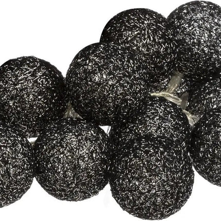 Atmosphera LED slinger 10 bollen zwart glitter 1,5 meter - Sfeerverlichting