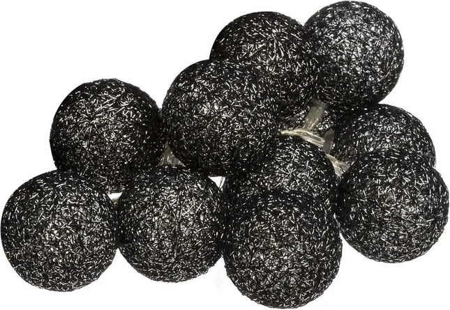 Atmosphera LED slinger 10 bollen zwart glitter 1,5 meter - Sfeerverlichting