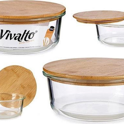 Lunchbox Transparant Bamboe Borosilicaatglas 17 x 7 x 17 cm