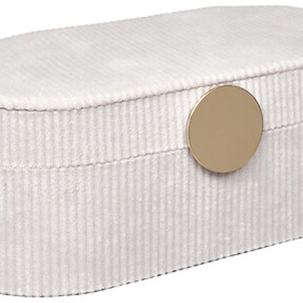 Atmosphera Sieraden/bijouterie kistje - 25 x 13 x 10 - creme - juwelenkistje met rits - vakjes indeling
