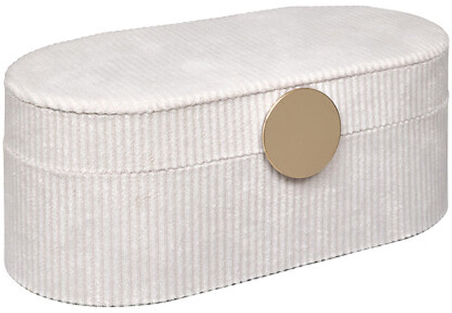 Atmosphera Sieraden/bijouterie kistje - 25 x 13 x 10 - creme - juwelenkistje met rits - vakjes indeling