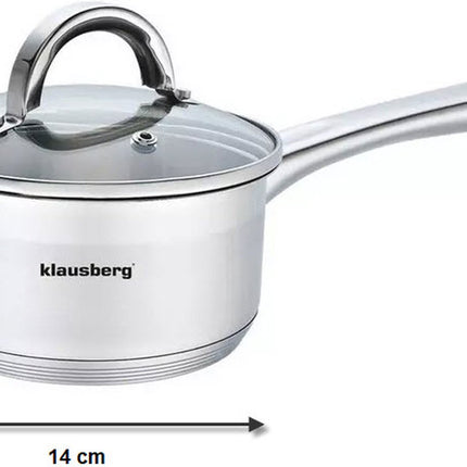 Klausberg 7132 - Steelpan met deksel - sauspan - 14 cm - 1 liter