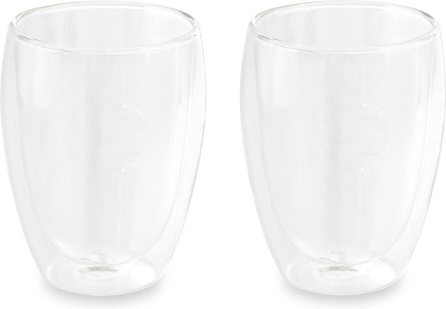 Set van 2x dubbelwandige thee/koffieglazen 350 ml transparant - Cappucino / Machiato glazen