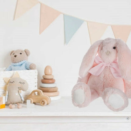 Atmosphera Knuffeldier konijn met strikje - zachte pluche stof - knuffels - lichtroze - 30 cm
