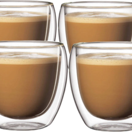 Dubbelwandige glazen - 250 ml - 4 stuks - Koffieglazen - Theeglas - Cappuccino glazen - Latte macchiato glazen