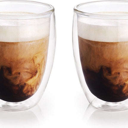 8x Dubbelwandige koffiekopjes/theeglazen 300 ml - Koken en tafelen - Barista - Koffiekoppen/koffiemokken - Dubbelwandige glazen