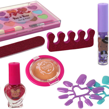 Kinder Make-up en Nagelstyling Set in Roze Koffer - 25 Delig Schmink Speelgoed met Oogschaduw, Lipgloss en Nagellak - Beauty Accessoires - Mooie Set - Beauty Set
