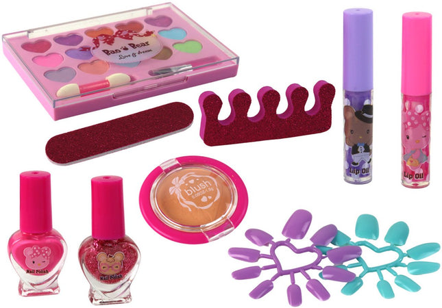 Kinder Make-up en Nagelstyling Set in Roze Koffer - 25 Delig Schmink Speelgoed met Oogschaduw, Lipgloss en Nagellak - Beauty Accessoires - Mooie Set - Beauty Set