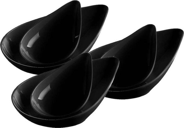 Melamine druppel schaaltjes zwart 6 stuks 17,5 cm x 11,5 cm