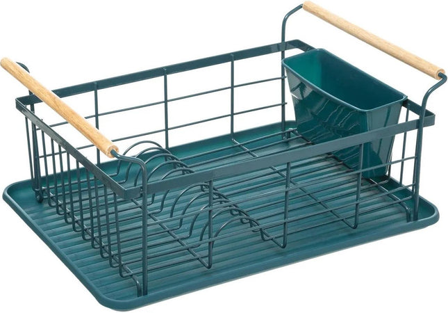 Afdruiprek/afwasrek petrol groen 46,5 x 32 cm van ijzer - Afwassen