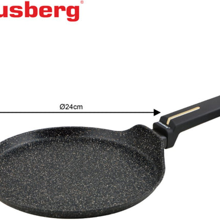 Klausberg KB-7964 Pannenkoekenpan | 24 cm | Marmer Anti-aanbaklaag | Geschikt voor Alle Kookzones Inclusief Inductie | Zwart | Crepepan |