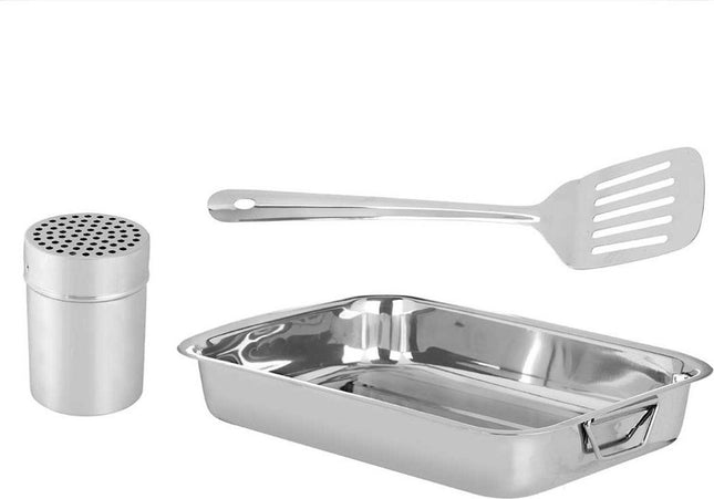 3-delige roestvrijstalen ovenpannenset 36 x 26 cm