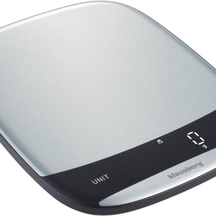 Klausberg KB-7936 Digitale Keukenweegschaal 10 kg – RVS INOX, USB-C Oplaadbaar, 1g Nauwkeurig, TARE Functie, Vloeistofmeting