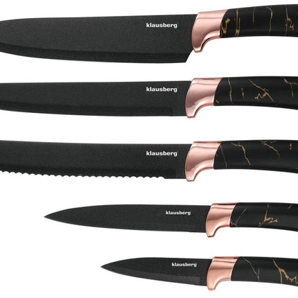 Klausberg 7768 - 6-delige messenset - Messenblok - Modern - Zwart bruin marmer