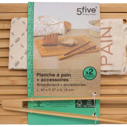 Broodsnijplank met accessoires bamboe 40x27cm - 5 five simply smart