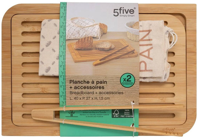 Broodsnijplank met accessoires bamboe 40x27cm - 5 five simply smart