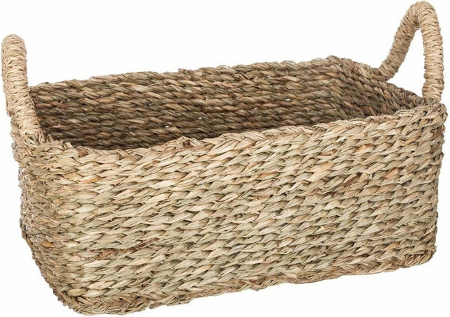 Set van drie rechthoekige decoratieve manden met handvatten, 3 maten