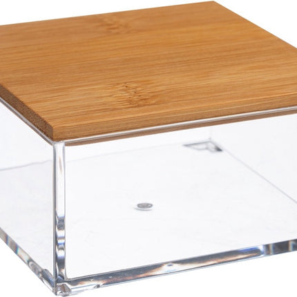 FiveÂ® Wattenschijfjes dispenser bamboe deksel - Wattenschijfjes - Met deksel