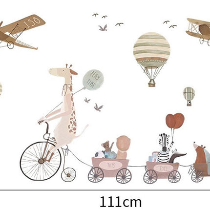 Wandsticker Giraf op Fiets XXL - Zelfklevende Dieren Muurdecoratie voor Kinderkamer - Grote Dieren Sticker voor Peuterkamer en Babykamer - Muursticker
