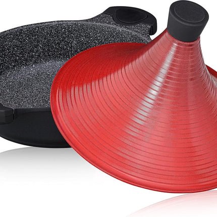 Marokkaanse Tajine Kookpot | Inductie | Zelfvullende deksel 28 cm metaal | Super Non Stick Traditionele Malse Slow Cook Tajin Braadpan'