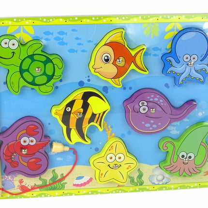 Houten Visspel Magnetisch - Educatief Speelgoed Zeedieren - Motoriek Spel voor Kinderen - Magnetisch Hengelspel - Vissen Hengelen - Vis Spel - Vis Vangen