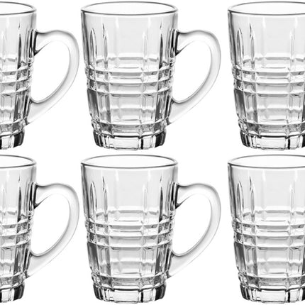Set van 6 Glazen Mokken met Handvat 200 ml - Doorzichtige Drinkglazen voor Koffie & Thee - Multifunctioneel