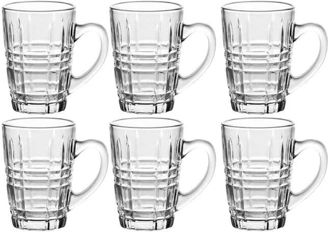 Set van 6 Glazen Mokken met Handvat 200 ml - Doorzichtige Drinkglazen voor Koffie & Thee - Multifunctioneel
