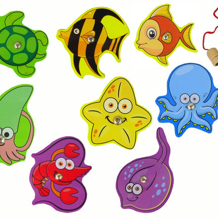 Houten Visspel Magnetisch - Educatief Speelgoed Zeedieren - Motoriek Spel voor Kinderen - Magnetisch Hengelspel - Vissen Hengelen - Vis Spel - Vis Vangen