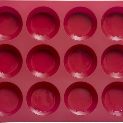 Muffin bakvorm siliconen 33 x 23,1 x 3,6cm | 12 Vormen | Rood | Muffinvorm | Bakvorm voor Muffins | Cupcake | Cakes | Brownies | Pudding | Paars | cakevorm met handgrepen | cakevormen | anti-aanbaklaag | voor oven en magnetron SILIMUF