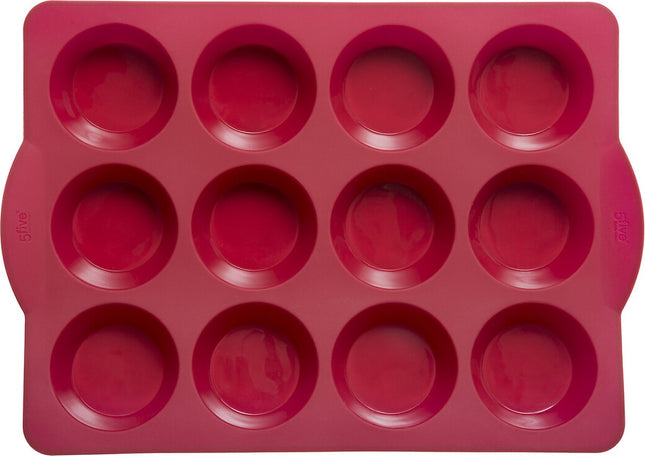Muffin bakvorm siliconen 33 x 23,1 x 3,6cm | 12 Vormen | Rood | Muffinvorm | Bakvorm voor Muffins | Cupcake | Cakes | Brownies | Pudding | Paars | cakevorm met handgrepen | cakevormen | anti-aanbaklaag | voor oven en magnetron SILIMUF