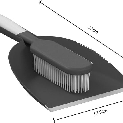 5Five Stoffer en blik Siliconen - grijs - 33 x 17,5 cm - kunststof/rubber - Schoonmaken - Speciale veger