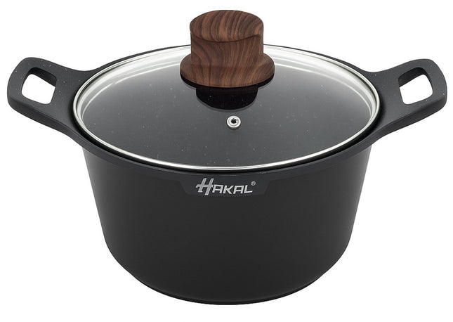Hakal Gietaluminium Kookpan met Glazen Deksel – 28 cm