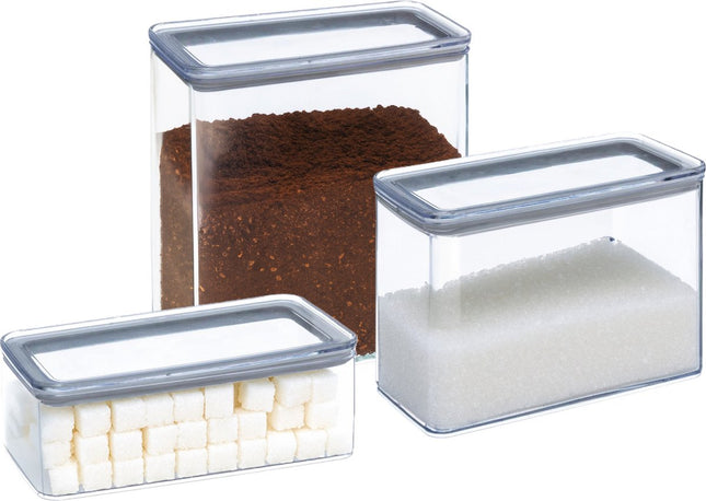 5Five Voorraadpotten set 3x - keuken/voedsel - kunststof - 1000/2000/3000 ml - luchtdicht deksel