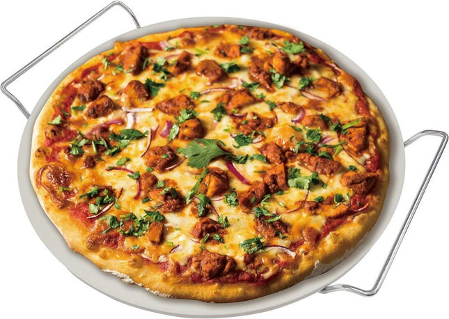 Cordieriet Pizza Steen Ø 33cm met Metalen Standaard - Bakkerskwaliteit - Oven - BBQ - Pizzaplank