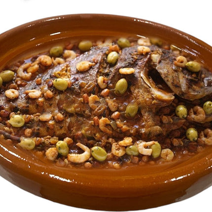 Tajine Schaal Aardewerk - Kookgerei - Handgemaakt - Ovenschaal - Geschikt voor elk type fornuis - Ø 28 cm