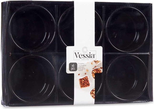 Vessia amuse/dessert kommetjes/serveer schaaltjes - set 6x stuks - zwart - 10 x 6 cm - keuken/eettafel - keramiek