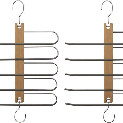 Set van 2x stuks luxe kledinghanger/broekhanger voor 5 broeken 33 x 49 cm - Kledingkast hangers/kleerhangers/broekhangers
