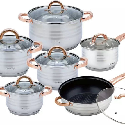 Klausberg 7700 - 12 delige pannenset - kookpannen - 16-16-18-20-24-24 cm - met deksel