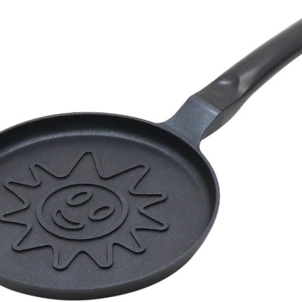 Klausberg KB-7972 Pannekoekenpan - Zonnebloem Motief - Ø18 cm - Zwarte Antiaanbaklaag - Geschikt voor Alle Kookstellen Inclusief Inductie - Zonnetje -