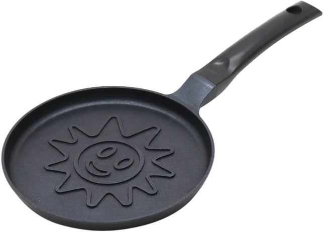Klausberg KB-7972 Pannekoekenpan - Zonnebloem Motief - Ø18 cm - Zwarte Antiaanbaklaag - Geschikt voor Alle Kookstellen Inclusief Inductie - Zonnetje -