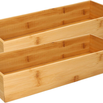 5Five Bestekbak/keuken organizer - Set van 4x stuks - 1-vaks - Tidy Smart - bamboe hout - 38 x 15 x 7 cm