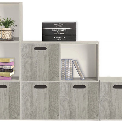 5five Opbergmand/kastmand van hout - grijs - 14 Liter - 31 x 31 x 15 cm - Opbergboxen - Vakkenkast manden