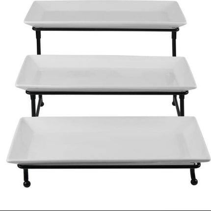 Etagère 3 lagen rechthoek wit melamine schalen