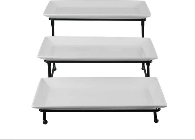 Etagère 3 lagen rechthoek wit melamine schalen