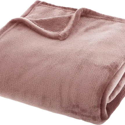 Atmosphera fleece deken/fleeceplaid - oud roze - 180 x 230 cm - polyester - Molton Bankdeken