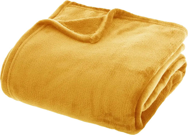 Gele Flanellen fleecedeken/plaid 180x230 cm - 250g/m²