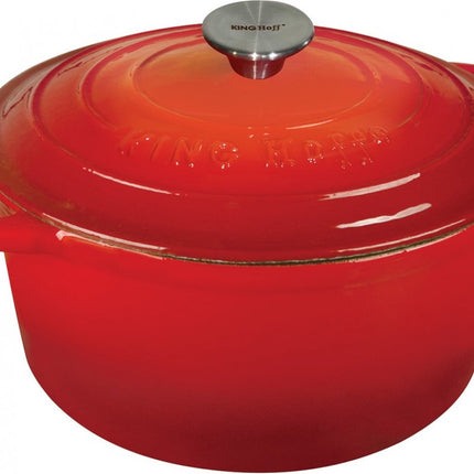 Kinghoff 1614 - gietijzeren braadpan - Ø21 cm - 2.4L - rood - emaille